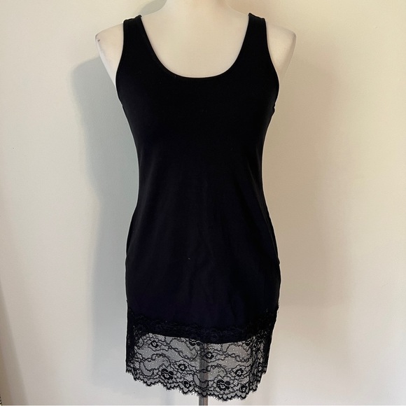 Soma Other - Soma Black Lace Hem Tank Dress XS Stretch Cotton Slip Mini